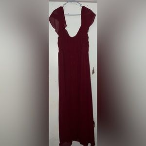 Ever Pretty Long Maroon Bridesmaid dress.